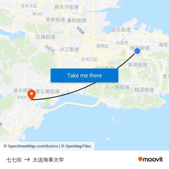 七七街 to 大连海事大学 map