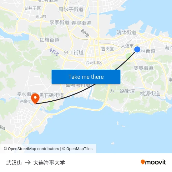 武汉街 to 大连海事大学 map