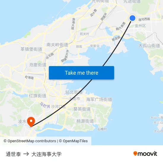 通世泰 to 大连海事大学 map