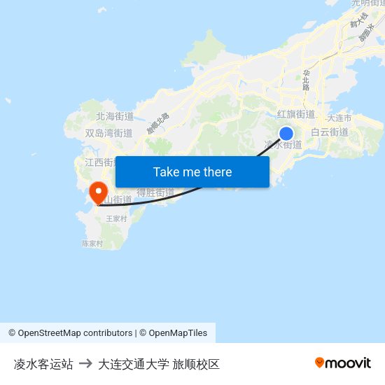 凌水客运站 to 大连交通大学 旅顺校区 map