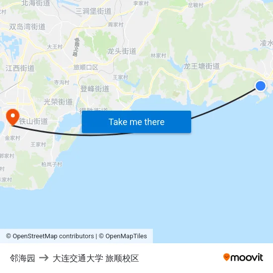 邻海园 to 大连交通大学 旅顺校区 map