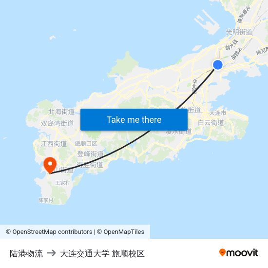 陆港物流 to 大连交通大学 旅顺校区 map