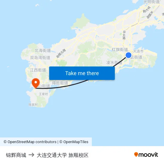 锦辉商城 to 大连交通大学 旅顺校区 map