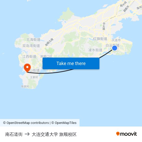 南石道街 to 大连交通大学 旅顺校区 map