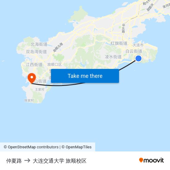 仲夏路 to 大连交通大学 旅顺校区 map