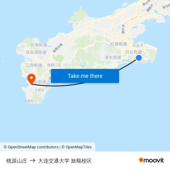 桃源山庄 to 大连交通大学 旅顺校区 map