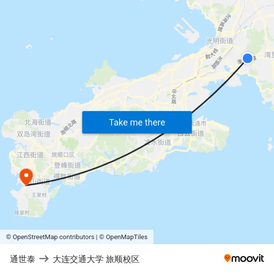 通世泰 to 大连交通大学 旅顺校区 map