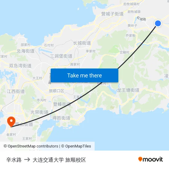 辛水路 to 大连交通大学 旅顺校区 map