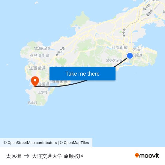 太原街 to 大连交通大学 旅顺校区 map
