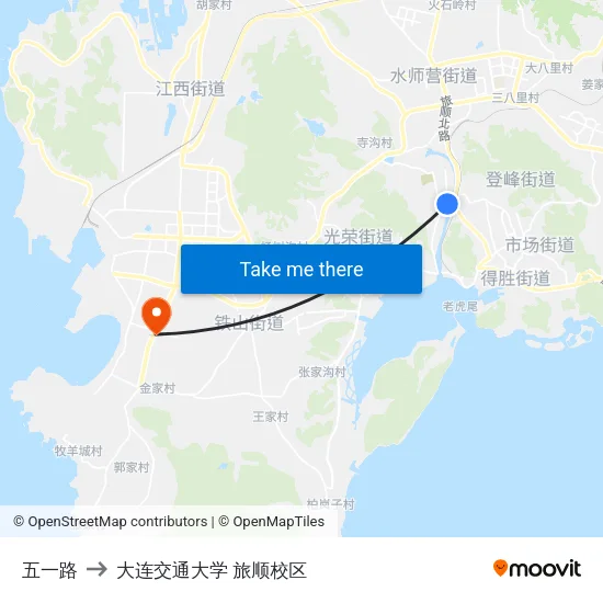 五一路 to 大连交通大学 旅顺校区 map