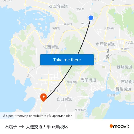 石嘴子 to 大连交通大学 旅顺校区 map