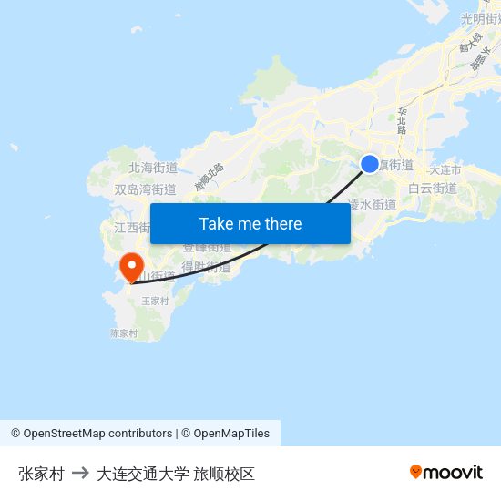张家村 to 大连交通大学 旅顺校区 map