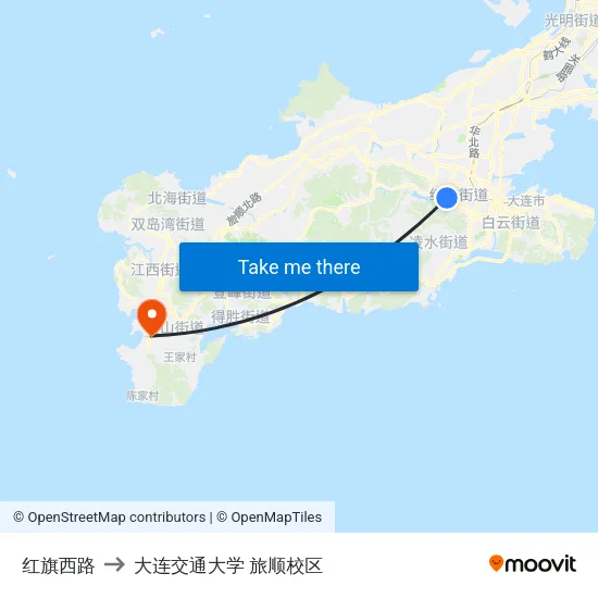 红旗西路 to 大连交通大学 旅顺校区 map