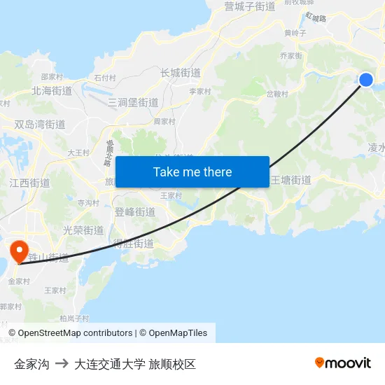 金家沟 to 大连交通大学 旅顺校区 map