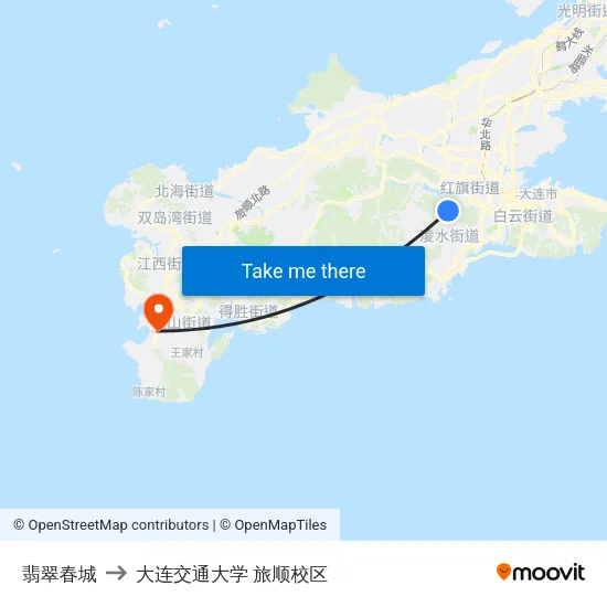 翡翠春城 to 大连交通大学 旅顺校区 map