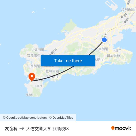 友谊桥 to 大连交通大学 旅顺校区 map