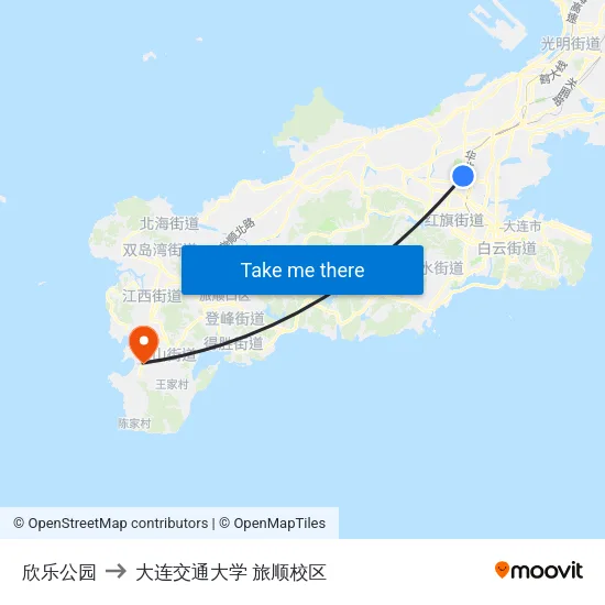 欣乐公园 to 大连交通大学 旅顺校区 map