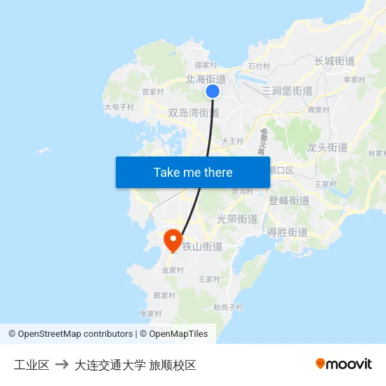 工业区 to 大连交通大学 旅顺校区 map