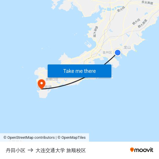 丹田小区 to 大连交通大学 旅顺校区 map