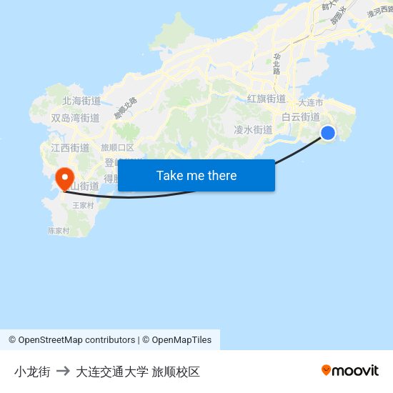 小龙街 to 大连交通大学 旅顺校区 map