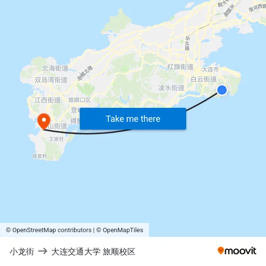 小龙街 to 大连交通大学 旅顺校区 map