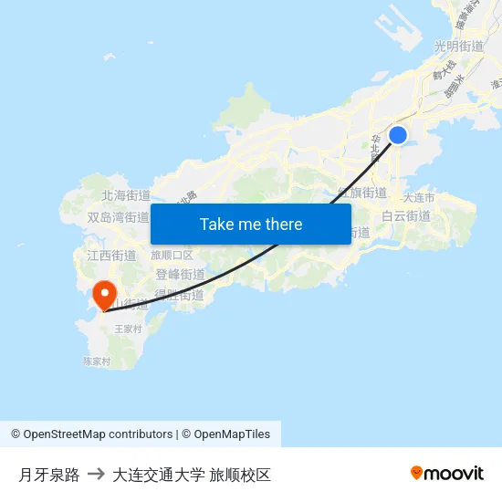 月牙泉路 to 大连交通大学 旅顺校区 map