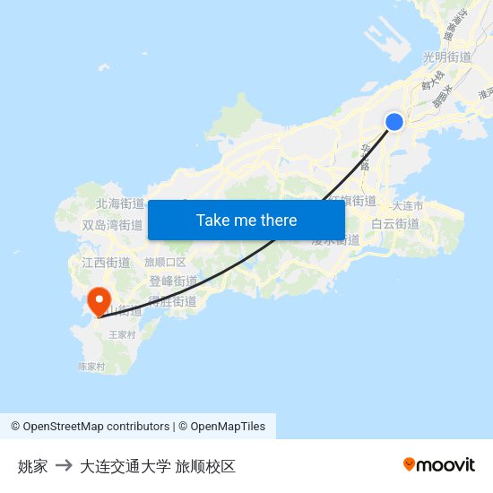 姚家 to 大连交通大学 旅顺校区 map