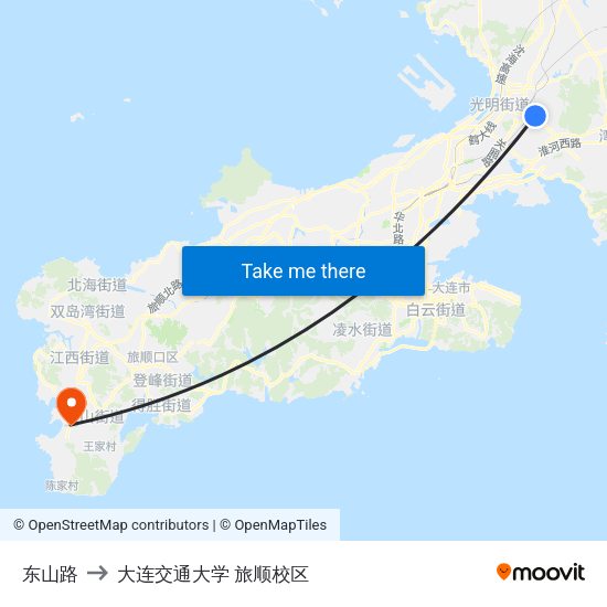东山路 to 大连交通大学 旅顺校区 map