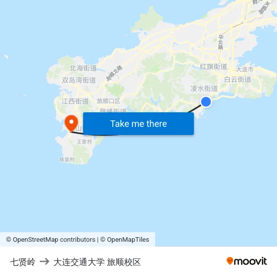 七贤岭 to 大连交通大学 旅顺校区 map