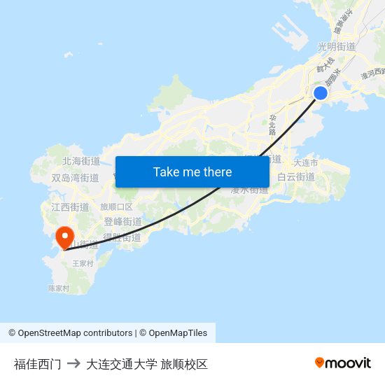 福佳西门 to 大连交通大学 旅顺校区 map