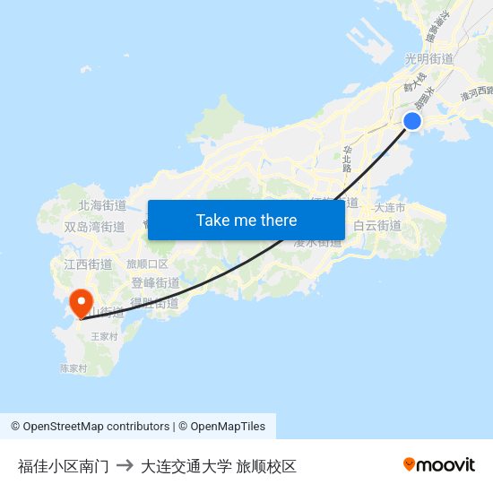 福佳小区南门 to 大连交通大学 旅顺校区 map