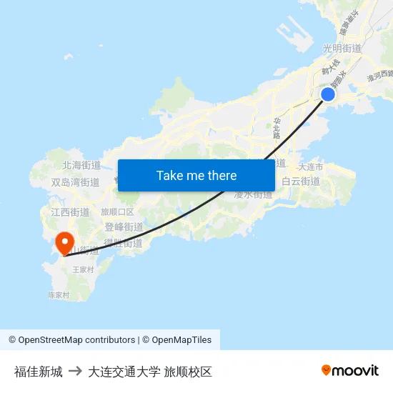 福佳新城 to 大连交通大学 旅顺校区 map