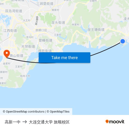 高新一中 to 大连交通大学 旅顺校区 map