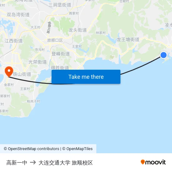高新一中 to 大连交通大学 旅顺校区 map