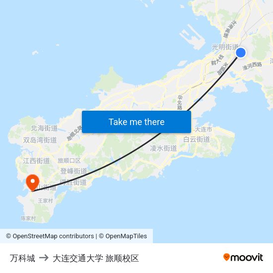 万科城 to 大连交通大学 旅顺校区 map