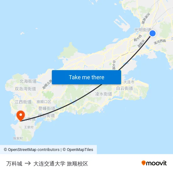万科城 to 大连交通大学 旅顺校区 map