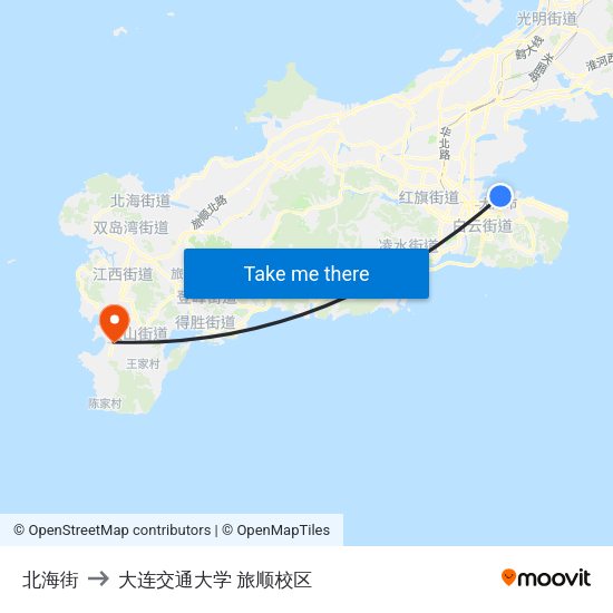 北海街 to 大连交通大学 旅顺校区 map