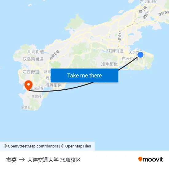 市委 to 大连交通大学 旅顺校区 map
