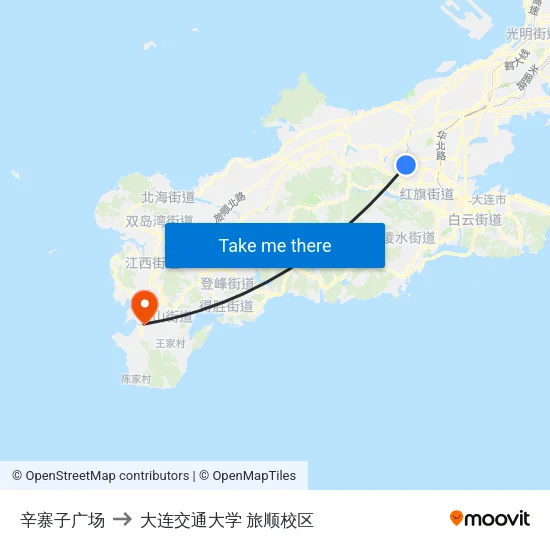 辛寨子广场 to 大连交通大学 旅顺校区 map