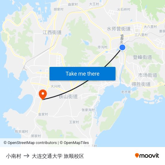 小南村 to 大连交通大学 旅顺校区 map