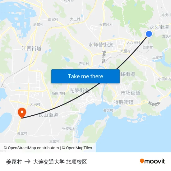 姜家村 to 大连交通大学 旅顺校区 map