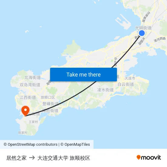 居然之家 to 大连交通大学 旅顺校区 map