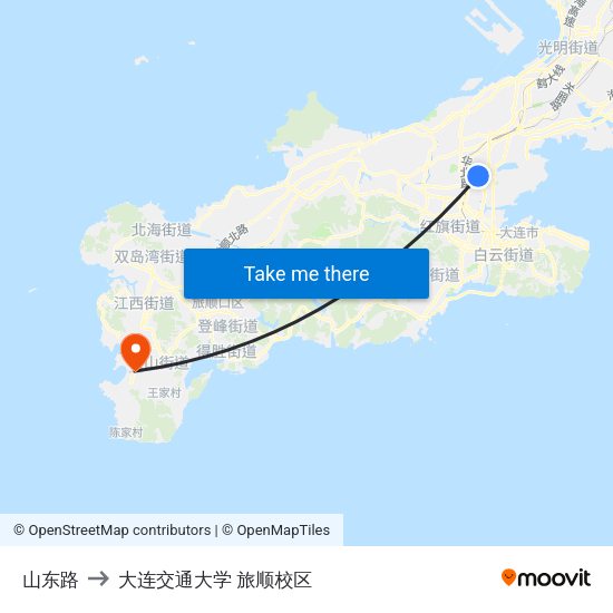 山东路 to 大连交通大学 旅顺校区 map
