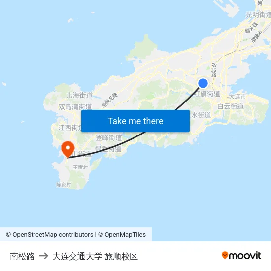 南松路 to 大连交通大学 旅顺校区 map