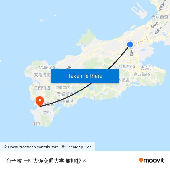 台子桥 to 大连交通大学 旅顺校区 map
