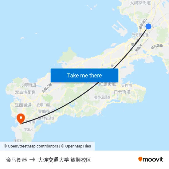 金马衡器 to 大连交通大学 旅顺校区 map