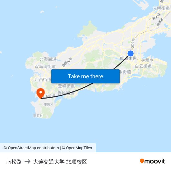 南松路 to 大连交通大学 旅顺校区 map