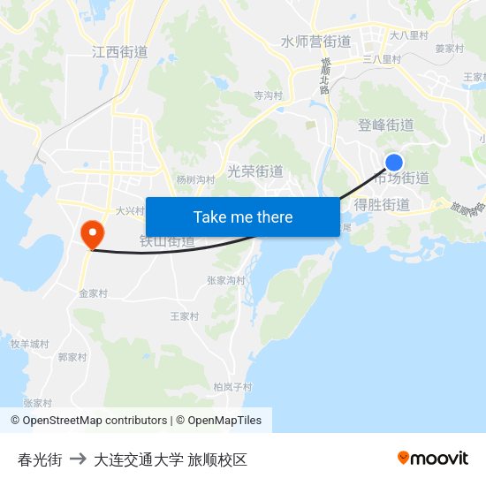 春光街 to 大连交通大学 旅顺校区 map