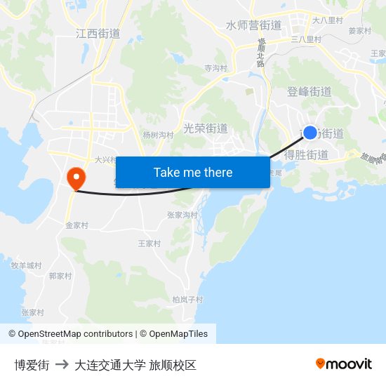 博爱街 to 大连交通大学 旅顺校区 map
