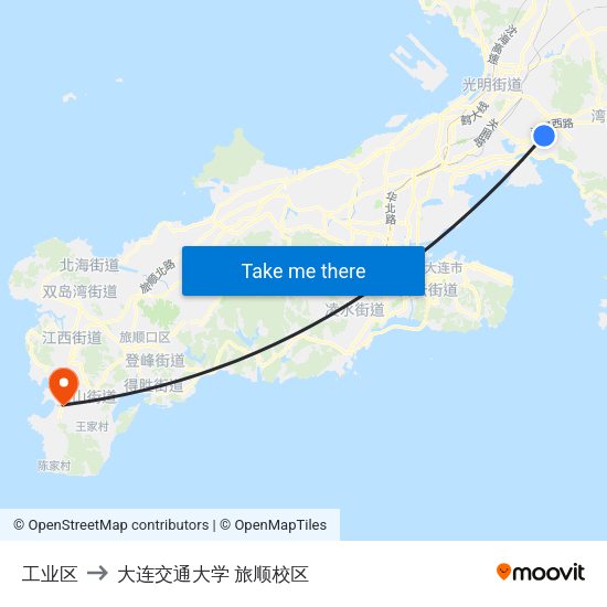 工业区 to 大连交通大学 旅顺校区 map